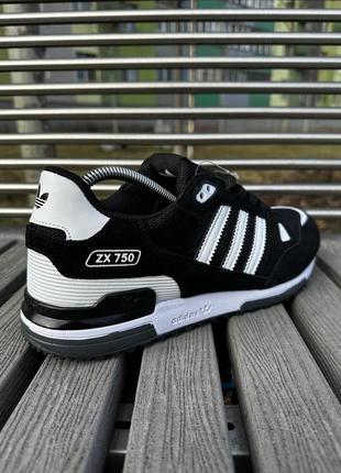 Кросівки adidas zx 750 (чорно білі)2 фото