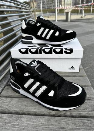 Кросівки adidas zx 750 (чорно білі)7 фото