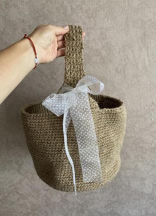 Сумка летняя сумочка из натурального джута эко корзинка плетеная вязаная доя фотосессии фото2 фото