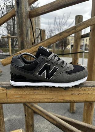 Кросівки new balance 574 (хакі / чорні)10 фото