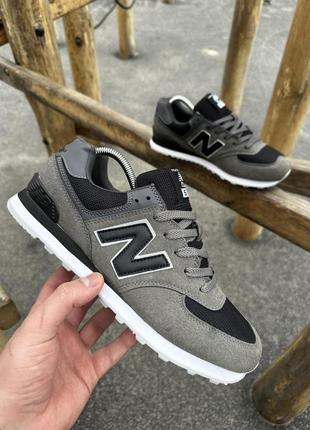 Кросівки new balance 574 (хакі / чорні)6 фото