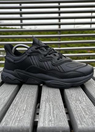 Кросівки adidas ozweego (чорні, шкіряні)