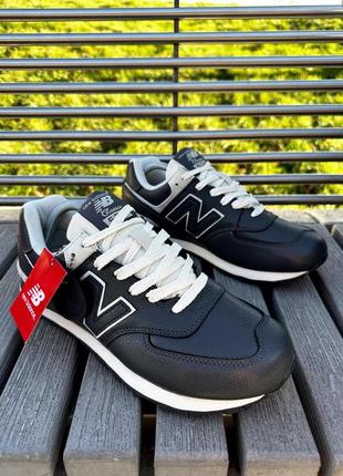 Кросівки new balance 574 (шкіра, темно-сірі)