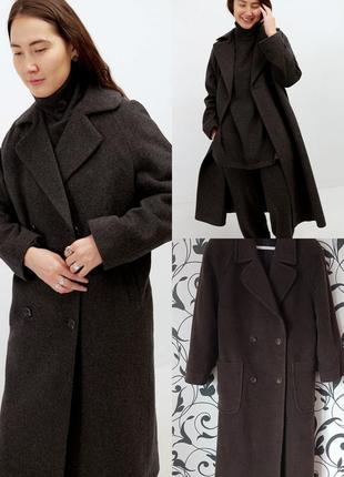 Двубортное шерстяное пальто delmod, прямое пальто из шерсти, шерстяное оверсайз1 фото