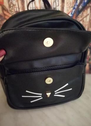 Рюкзак экокожа с принтом котика6 фото