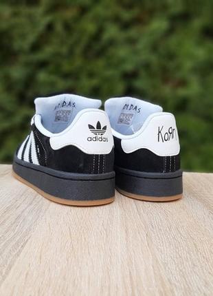 Жіночі кросівки adidas campus korn black white адідас кампус чорного з білим кольорів4 фото