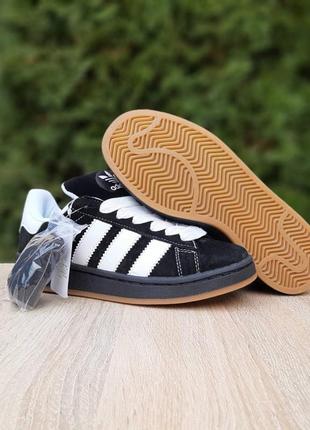 Женские кроссовки adidas campus korn black white адидас кампус черного с белым цветами5 фото