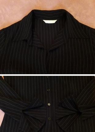 Черная рубашка в тонкую белую полосочку promod, р.105 фото