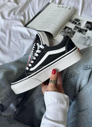 Кросівки стильні vans old skool black/white platform