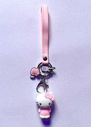 Брелок розовый черный для ключей с hello kitty / / kuromi парный5 фото