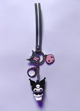 Брелок розовый черный для ключей с hello kitty / / kuromi парный4 фото