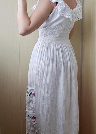 Коттоновое  платье жатка с вышивкой6 фото