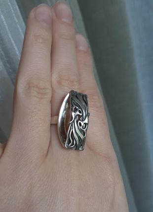Серебряное  кольцо без вставок джунгли 17,5р4 фото