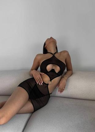 Комбінація еротична жіноча чорна