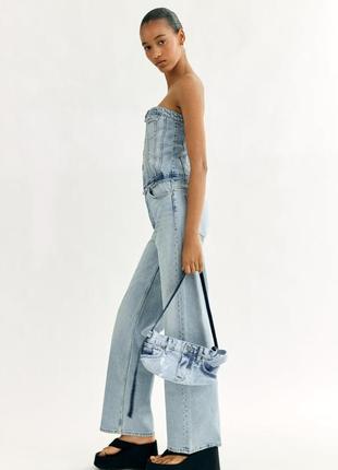 Джинсовый комбинезон wide leg zara8 фото