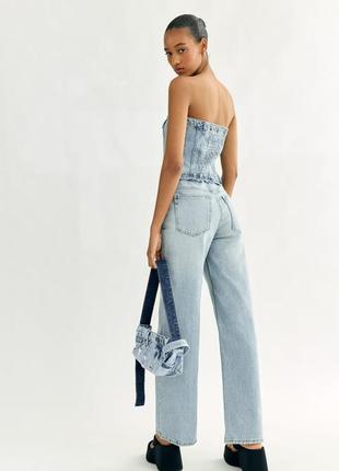 Джинсовый комбинезон wide leg zara9 фото