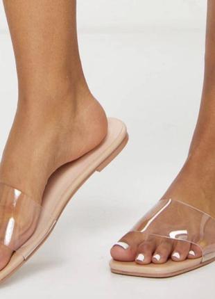 Шльопанці prettylittlething прозорі бежеві 37 розмір