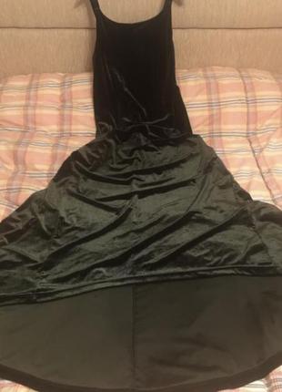 Роскошное велюровое длинное платье изумрудного цвета 54-56