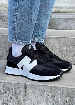 Мужские кроссовки чёрно белые new balance 327 ‘black’