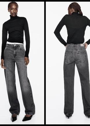 Zara зара женские джинсы z1975 straight-fit high-waist long length jeans