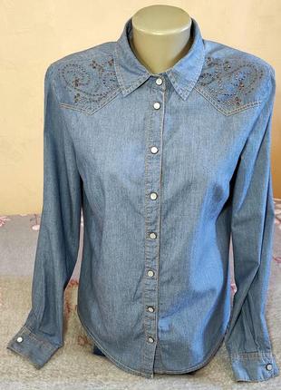 Жіноча сорочка джинсова блуза р.44-46 бренд oodji ultra 170/403 фото