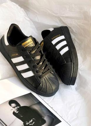 Женские кеды adidas superstar black3 фото