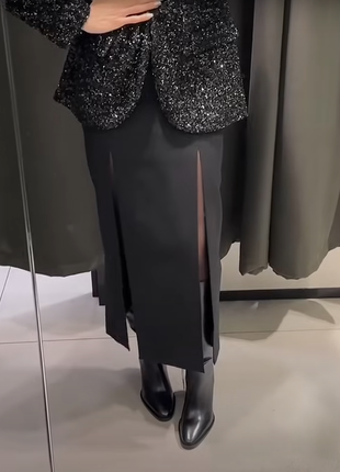 Шерстяная юбка с разрезами премиум коллекция zara1 фото