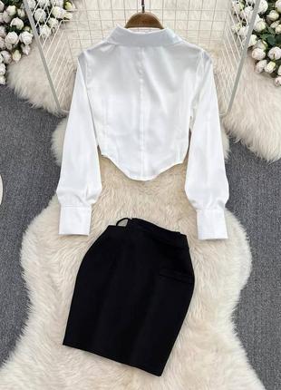 Комплект: женская рубашка с юбкой с красивым украшением7 фото