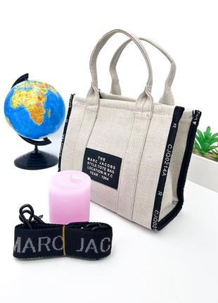 Сумка шопер marc jacobs small tote bag beige\black