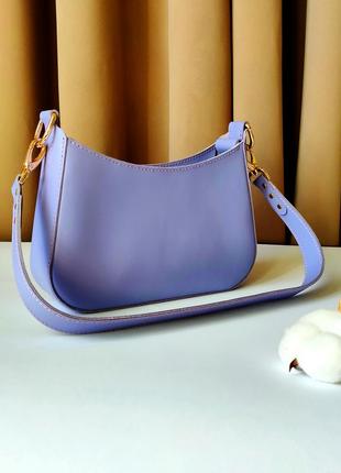 Шкіряна сумочка ручної роботи фіолетова кольору. сумочка bagless. сумочка багет.  фіолетова сумочка8 фото