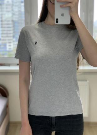 Базова футболка polo s/m polo ralph lauren сіра бавовняна оригінальна жіноча футболка