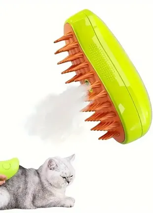 Паровая щетка / расческа массажер спрей 3 в 1 pet spray massage brush для вычесывания собак и котов