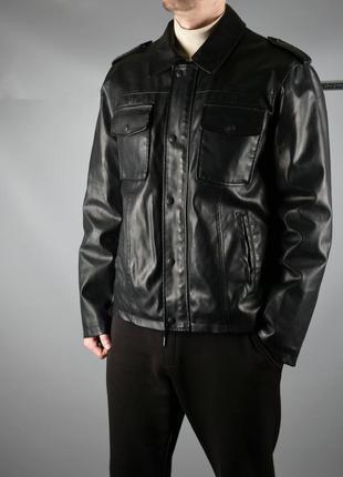 Levis шкіряна класична куртка з екошкіри чорна з підкладкою хутряний розмір м3 фото