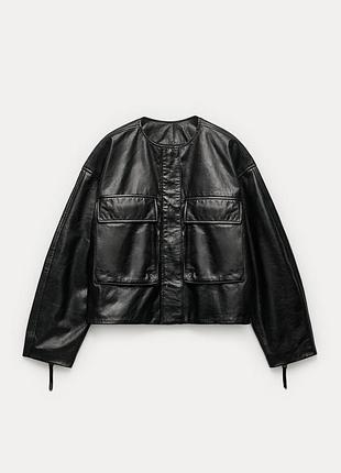 Zara зара кожаная куртка zw collection leather jacket — цена 7999