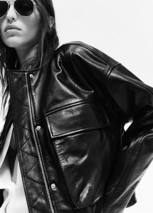 Zara зара кожаная куртка zw collection leather jacket6 фото
