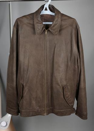 Marks spencer мужская кожаная коричневая куртка классическая размер l xl2 фото