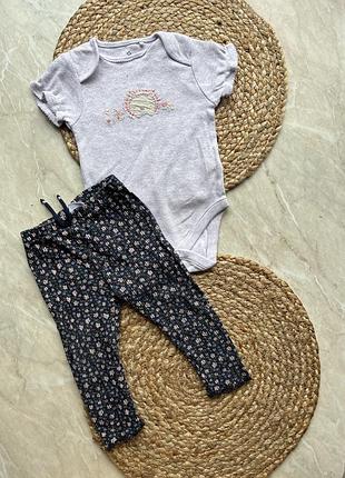 Боди и лосины в цветочный принт (9-12 месяцев)