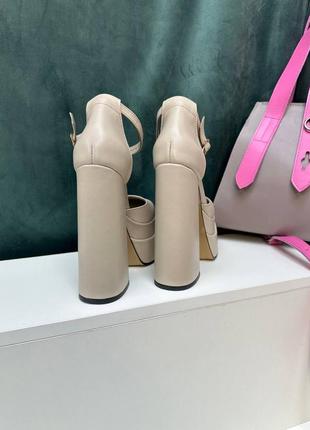 Эксклюзивные туфли босоножки из итальянской кожи и замши женские на каблуке и платформе9 фото