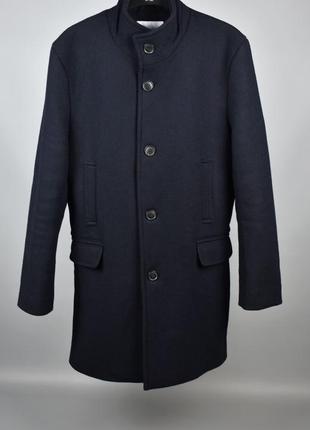 Selected homme мужское темно-синее пальто длинное шерстяное размер м l2 фото