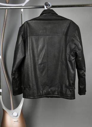 Класична шкіряна чоловіча куртка з телячої шкіри чорна розмір м6 фото