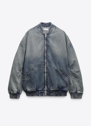 Zara зара жіночa куртка бомбер trf oversize denim bomber jacket5 фото