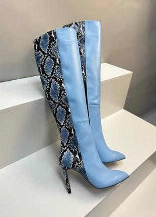 Екслюзивні чоботи з італійської шкіри жіночі на підборах шпильці2 фото