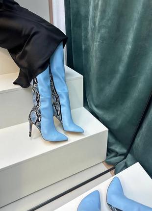 Екслюзивні чоботи з італійської шкіри жіночі на підборах шпильці5 фото