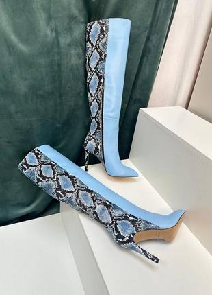Екслюзивні чоботи з італійської шкіри жіночі на підборах шпильці9 фото