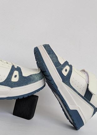Белые, синие детские кроссовки демисезонные, классические белые clibee, белые кроссовки с джинсом, размер 30,31,32,33,34,35,363 фото