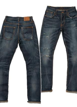 Nudie jeans grim tim org warning pepper distressed jeans чоловічі джинси