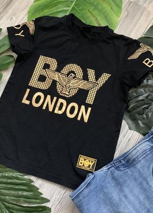 Чёрная детская стрейчевая футболка boy london на мальчика2 фото