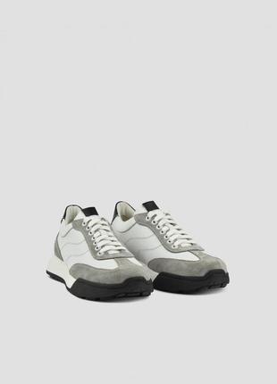 Кросівки білі з сірими вставками із замші | 790812 фото
