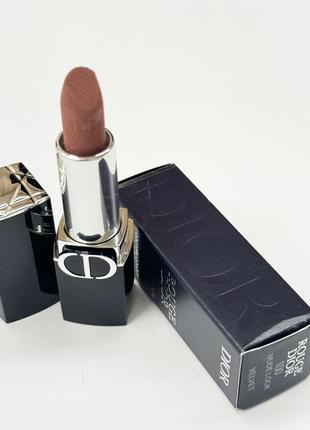 Стійка нюдова помада для губ christian dior rouge lipstick 100 nude look velvet 1.5 г1 фото