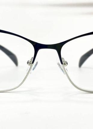 Корректирующие очки для зрения женские кошечки с выразительным верхом в металлической оправе дужки на флексах2 фото